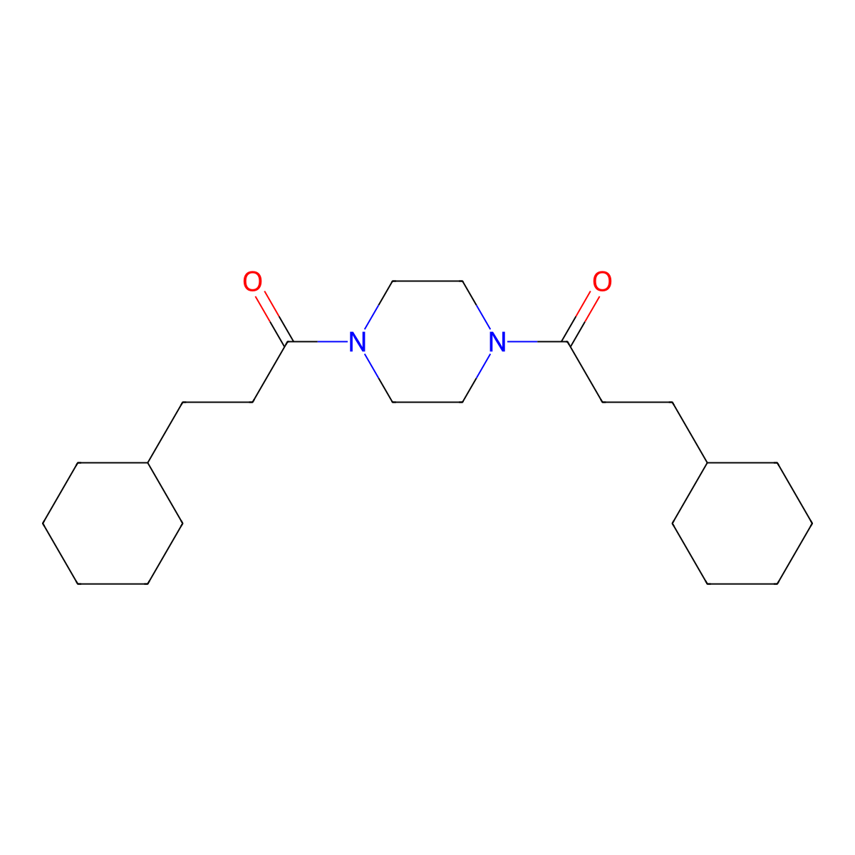 1,4-Bis(3-cyclohexylpropanoyl)piperazine molecular structure, CAS 116810-68-5