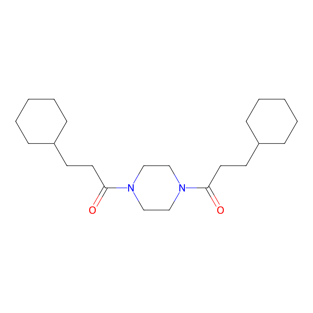 1,4-Bis(3-cyclohexylpropanoyl)piperazine molecular structure, CAS 116810-68-5