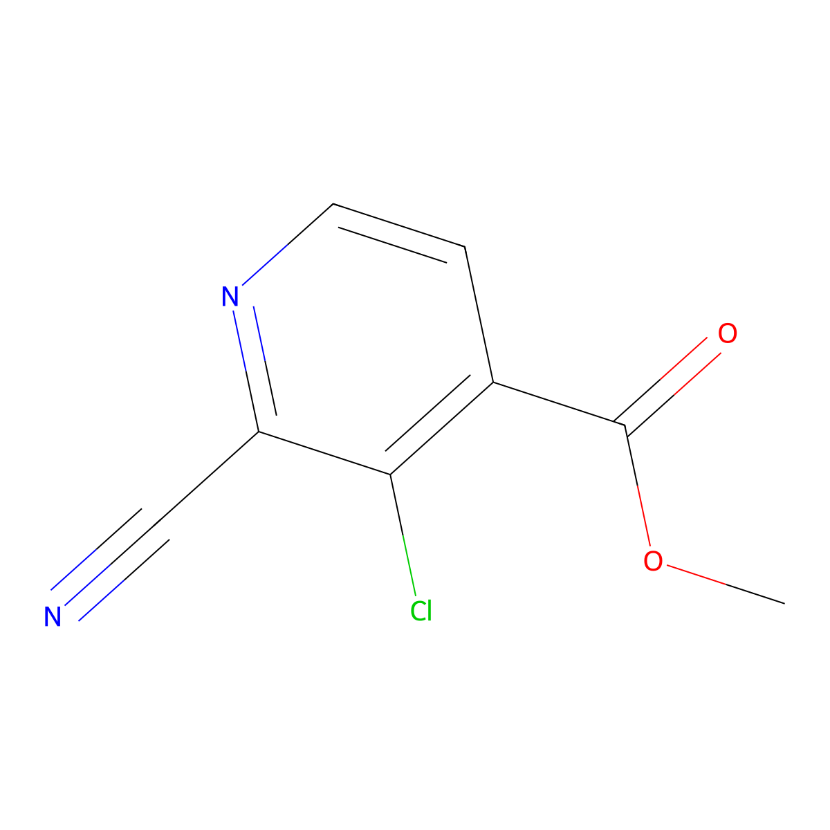 Methyl 3-chloro-2-cyano-pyridine-4-carboxylate molecular structure, CAS 1168102-35-9