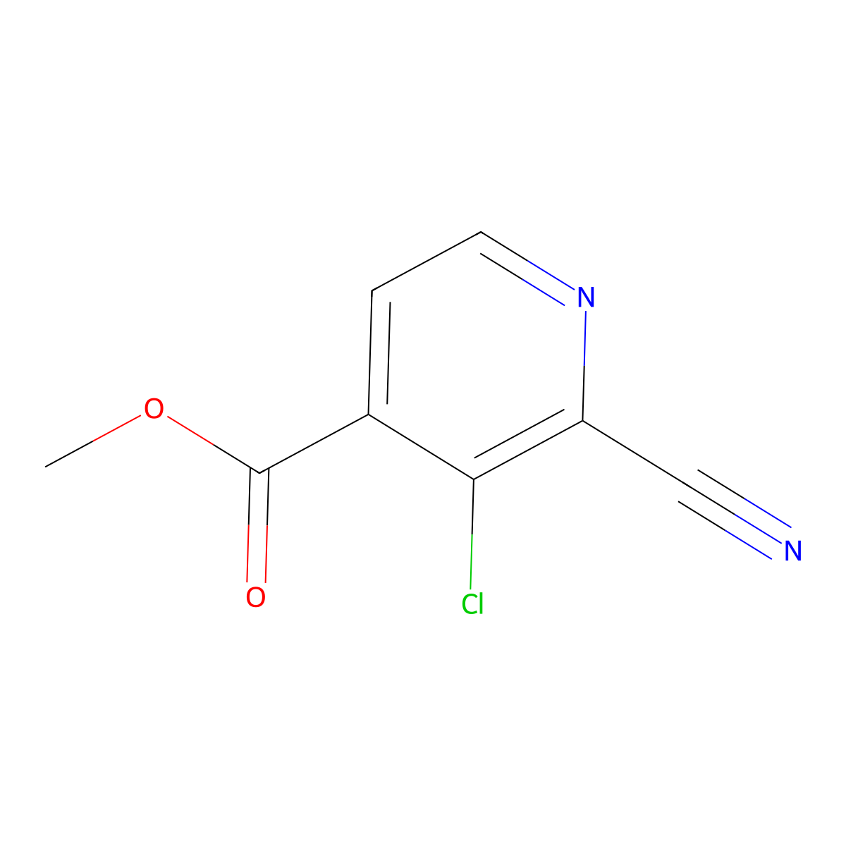 Methyl 3-chloro-2-cyano-pyridine-4-carboxylate molecular structure, CAS 1168102-35-9