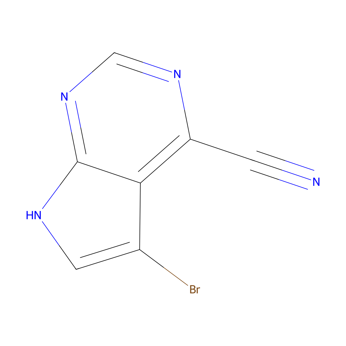 5-Bromo-7H-pyrrolo[2,3-d]pyrimidine-4-carbonitrile molecular structure, CAS 1168106-92-0