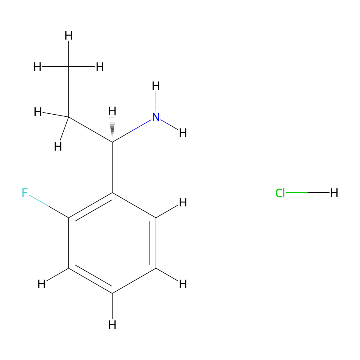 (1R)-1-(2-fluorophenyl)propan-1-amine hydrochloride molecular structure, CAS 1168139-44-3