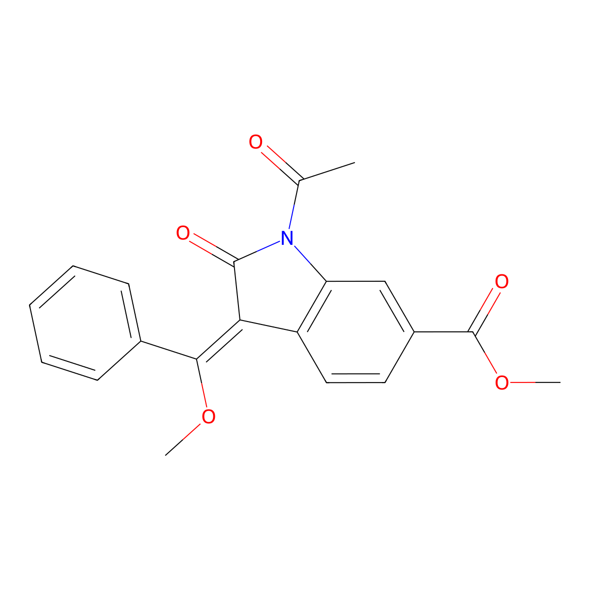 Methyl (3E)-1-acetyl-2,3-dihydro-3-(methoxyphenylmethylene)-2-oxo-1H-indole-6-carboxylate molecular structure, CAS 1168152-07-5