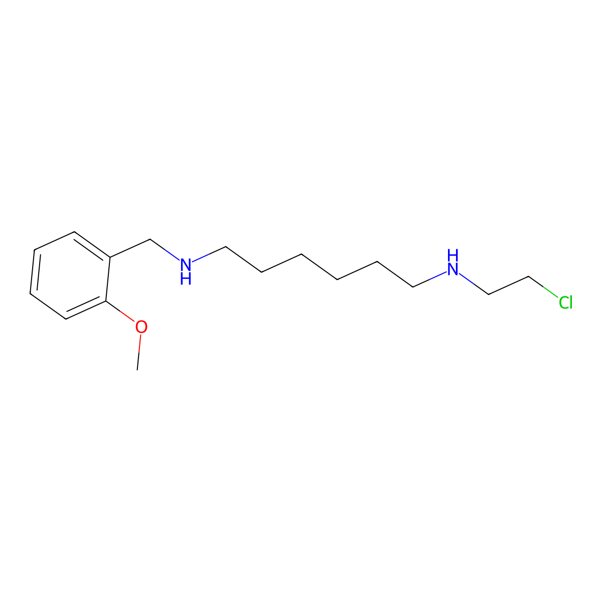 N-(2-chloroethyl)-N-{6-[(2-methoxybenzyl)amino]hexyl}amine molecular structure, CAS 116822-37-8