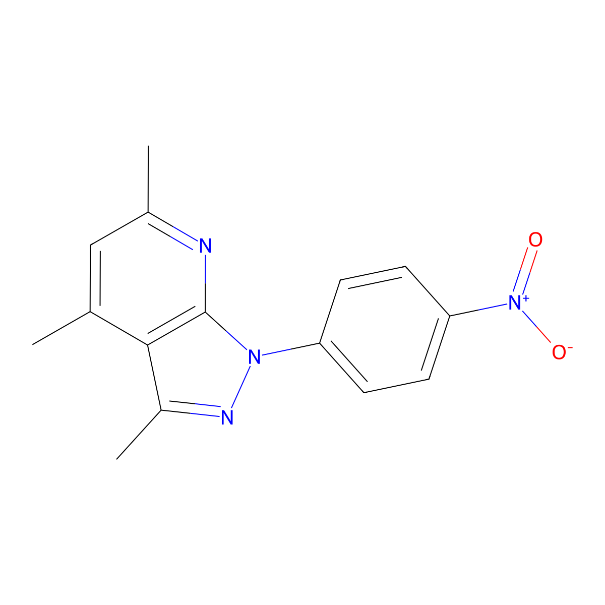 3,4,6-Trimethyl-1-(4-nitrophenyl)pyrazolo[3,4-b]pyridine molecular structure, CAS 116835-04-2