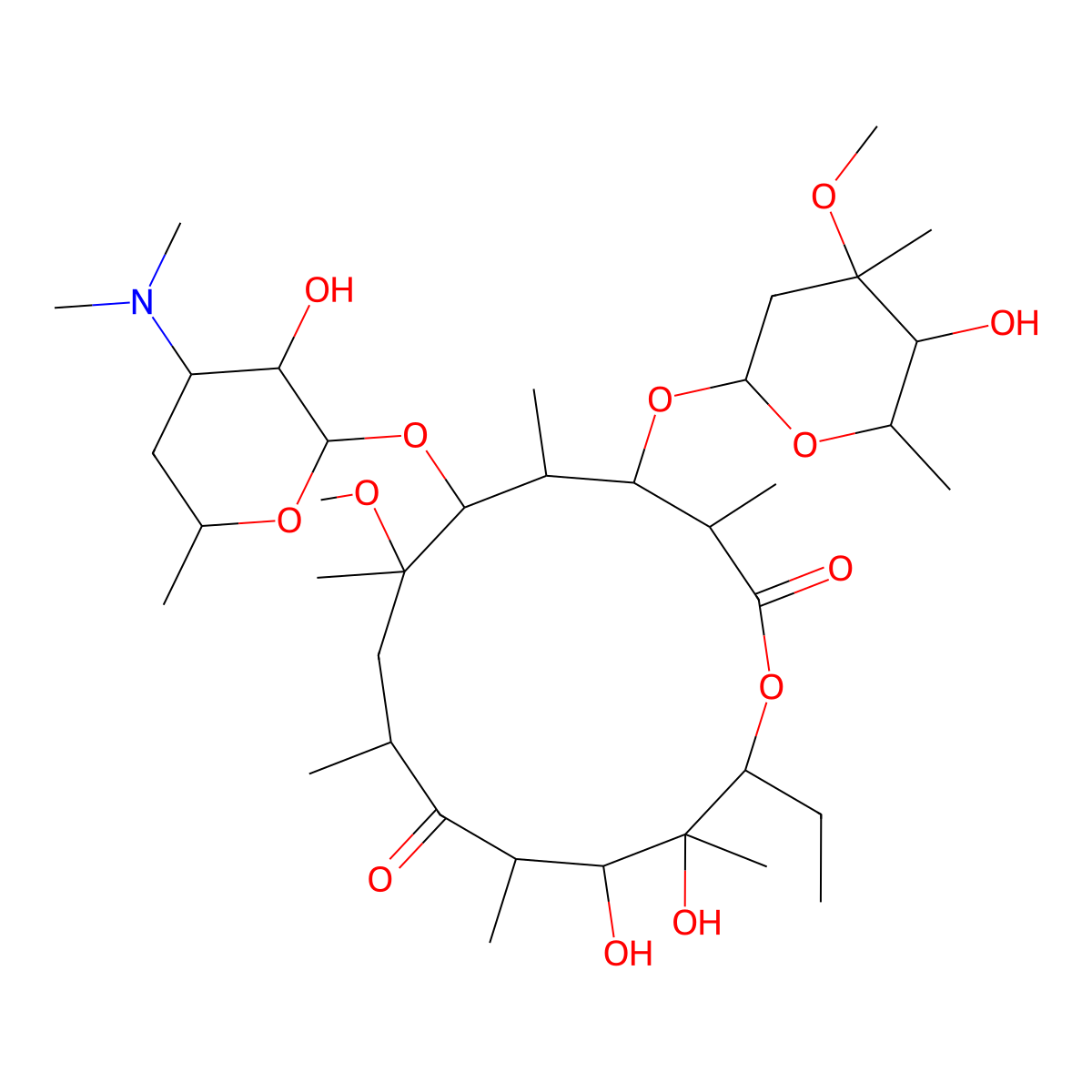 6-[4-(Dimethylamino)-3-hydroxy-6-methyloxan-2-yl]oxy-14-ethyl-12,13-dihydroxy-4-(5-hydroxy-4-methoxy-4,6-dimethyloxan-2-yl)oxy-7-methoxy-3,5,7,9,11,13-hexamethyl-oxacyclotetradecane-2,10-dione molecular structure, CAS 116836-41-0