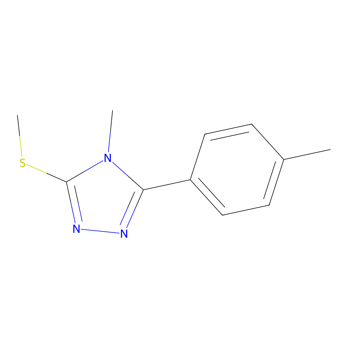 4H-1,2,4-Triazole, 4-methyl-3-(4-methylphenyl)-5-(methylthio)- molecular structure, CAS 116850-70-5