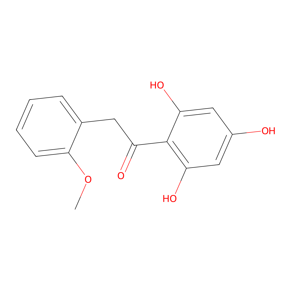 Ethanone, 2-(2-methoxyphenyl)-1-(2,4,6-trihydroxyphenyl)- molecular structure, CAS 116854-95-6