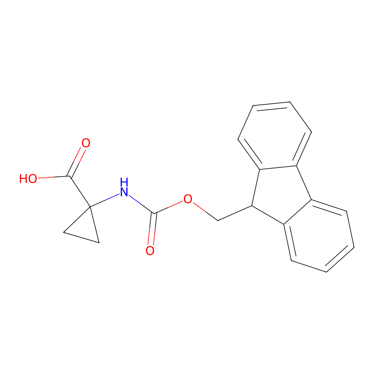 1-((((9H-Fluoren-9-yl)methoxy)carbonyl)amino)cyclopropanecarboxylic acid molecular structure, CAS 116857-11-5