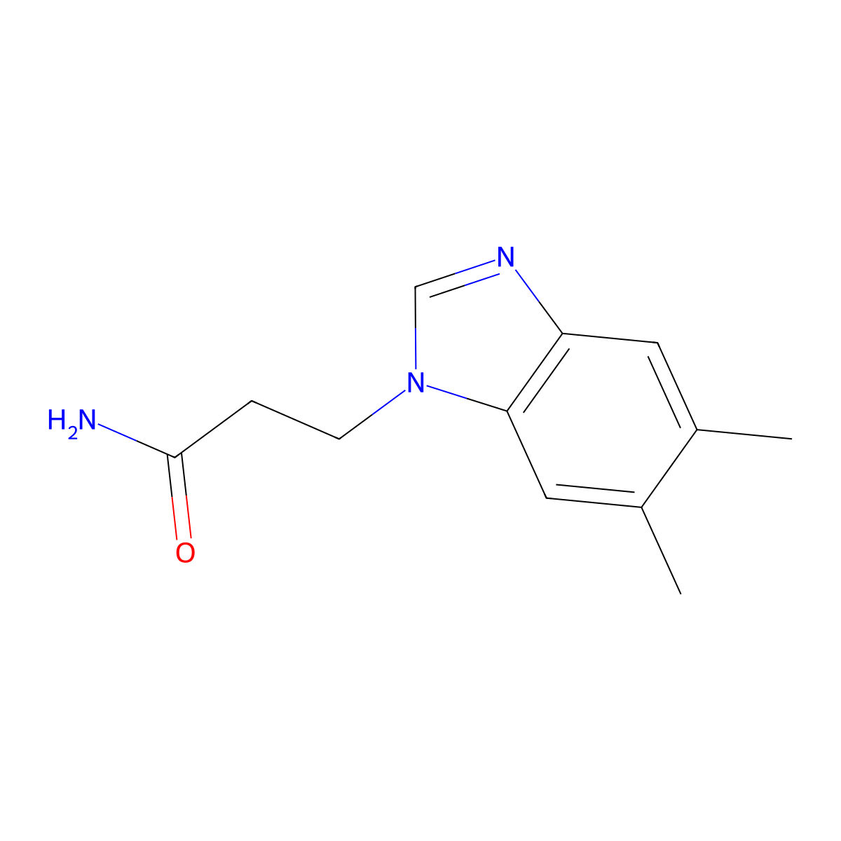 3-(5,6-dimethyl-1H-1,3-benzodiazol-1-yl)propanamide molecular structure, CAS 116857-94-4