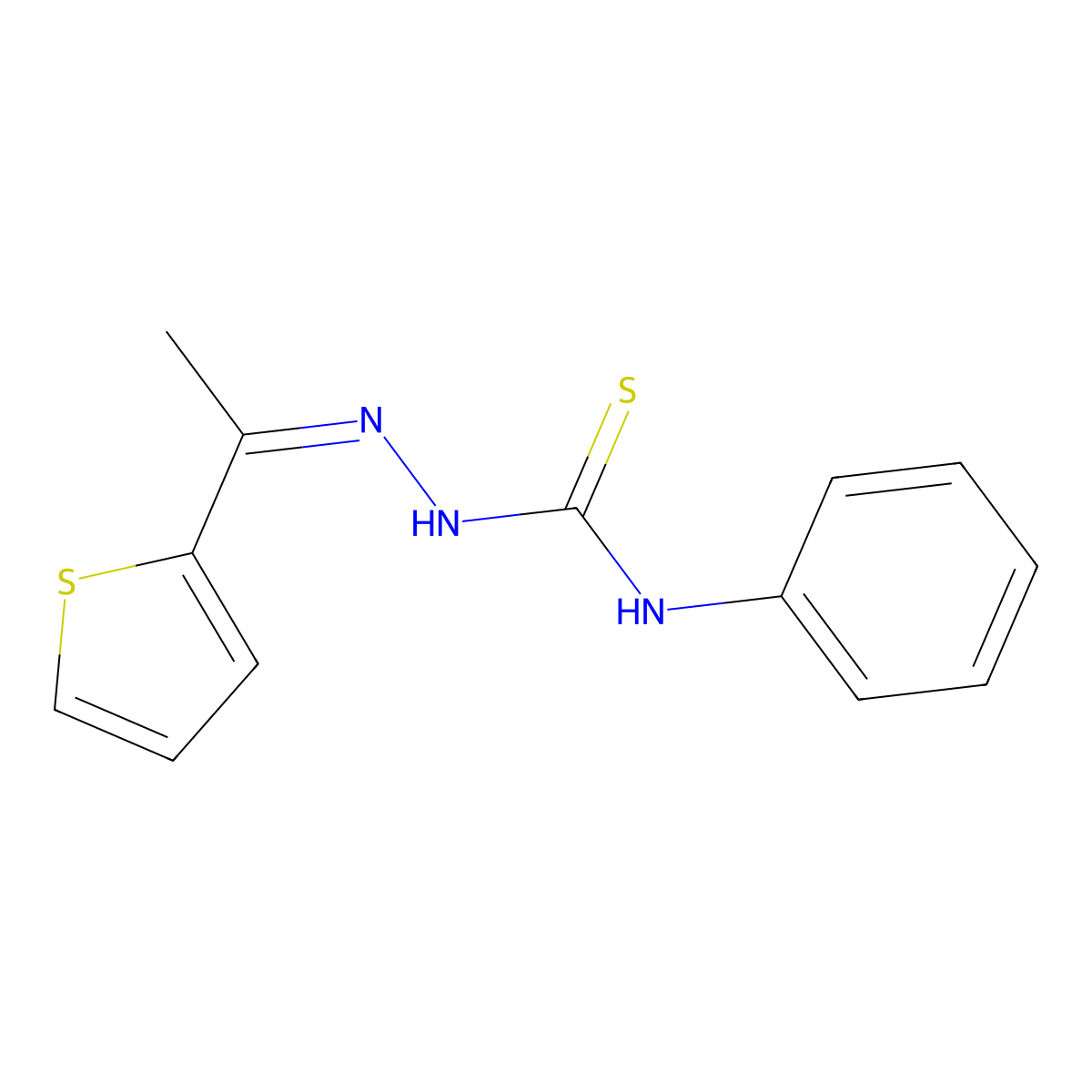 Hydrazinecarbothioamide, N-phenyl-2-[1-(2-thienyl)ethylidene]- molecular structure, CAS 116873-13-3
