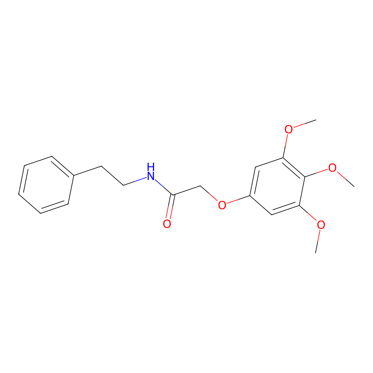 Acetamide, N-(2-phenylethyl)-2-(3,4,5-trimethoxyphenoxy)- molecular structure, CAS 116876-80-3