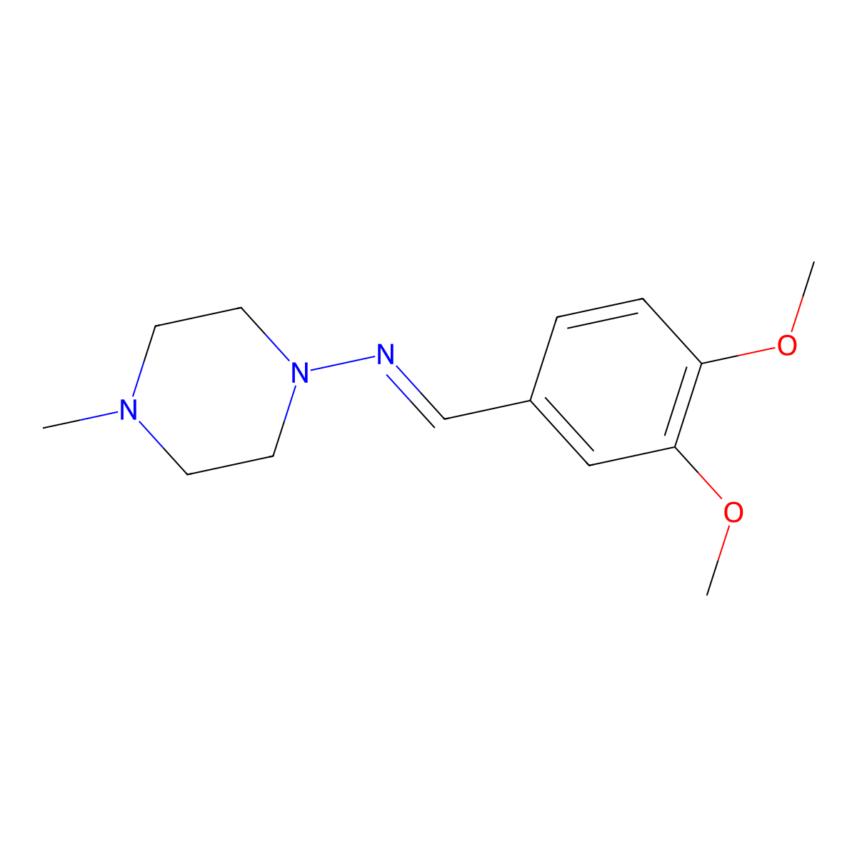 N-[(E)-(3,4-dimethoxyphenyl)methylidene]-4-methylpiperazin-1-amine molecular structure, CAS 116876-93-8