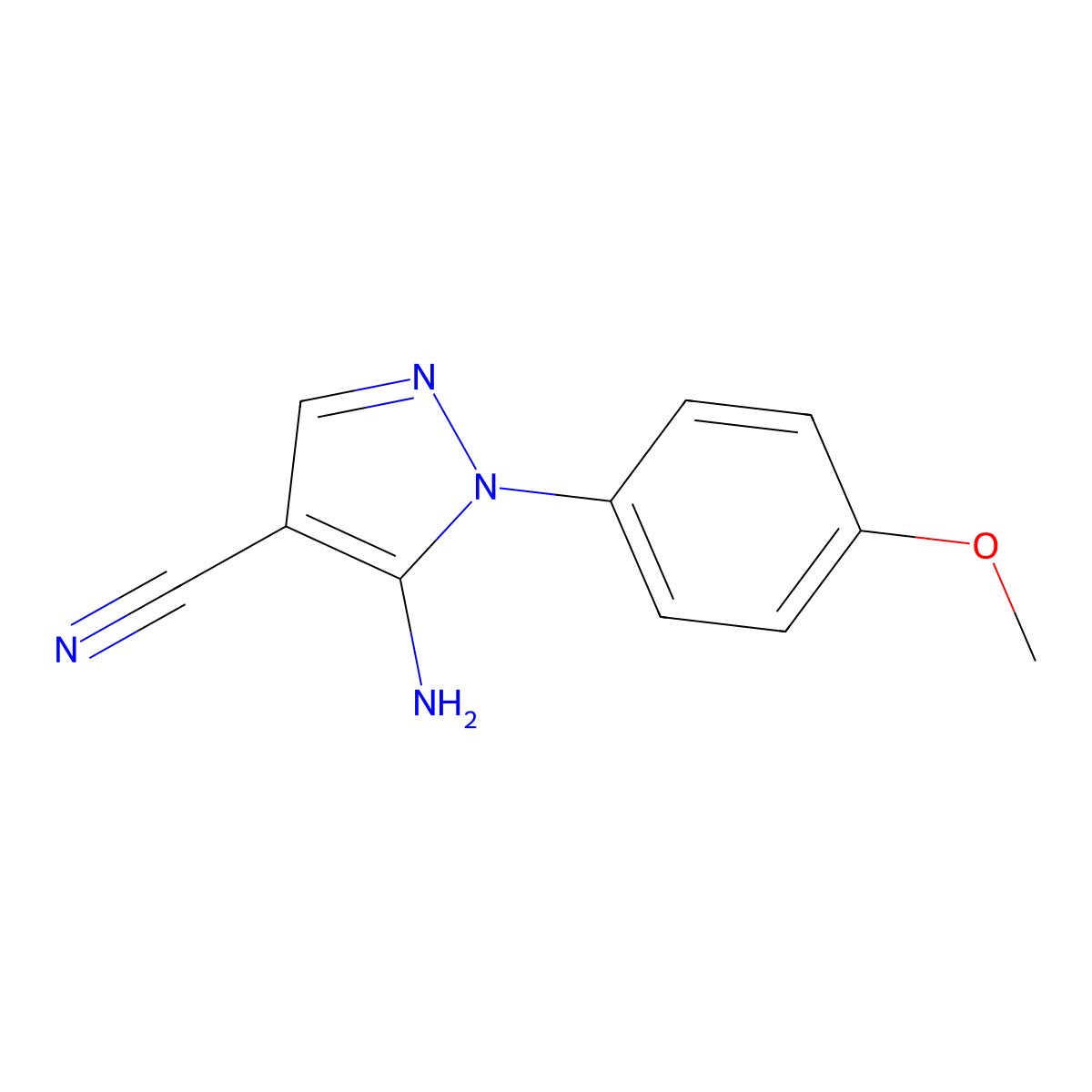 5-amino-1-(4-methoxyphenyl)-1H-pyrazole-4-carbonitrile molecular structure, CAS 116884-64-1