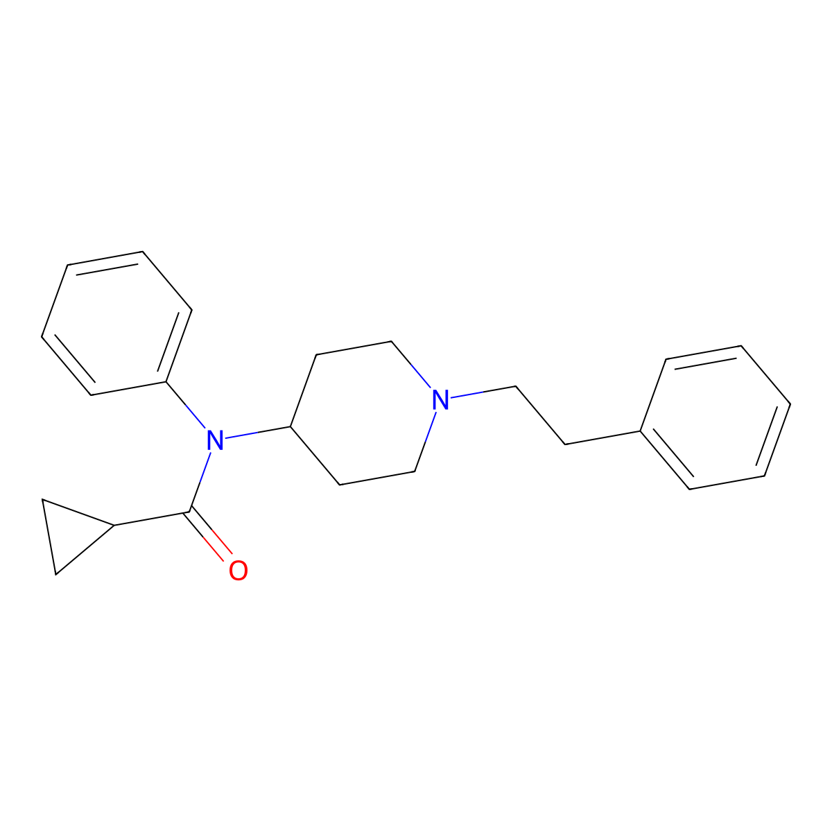 Cyclopropylfentanyl molecular structure, CAS 1169-68-2
