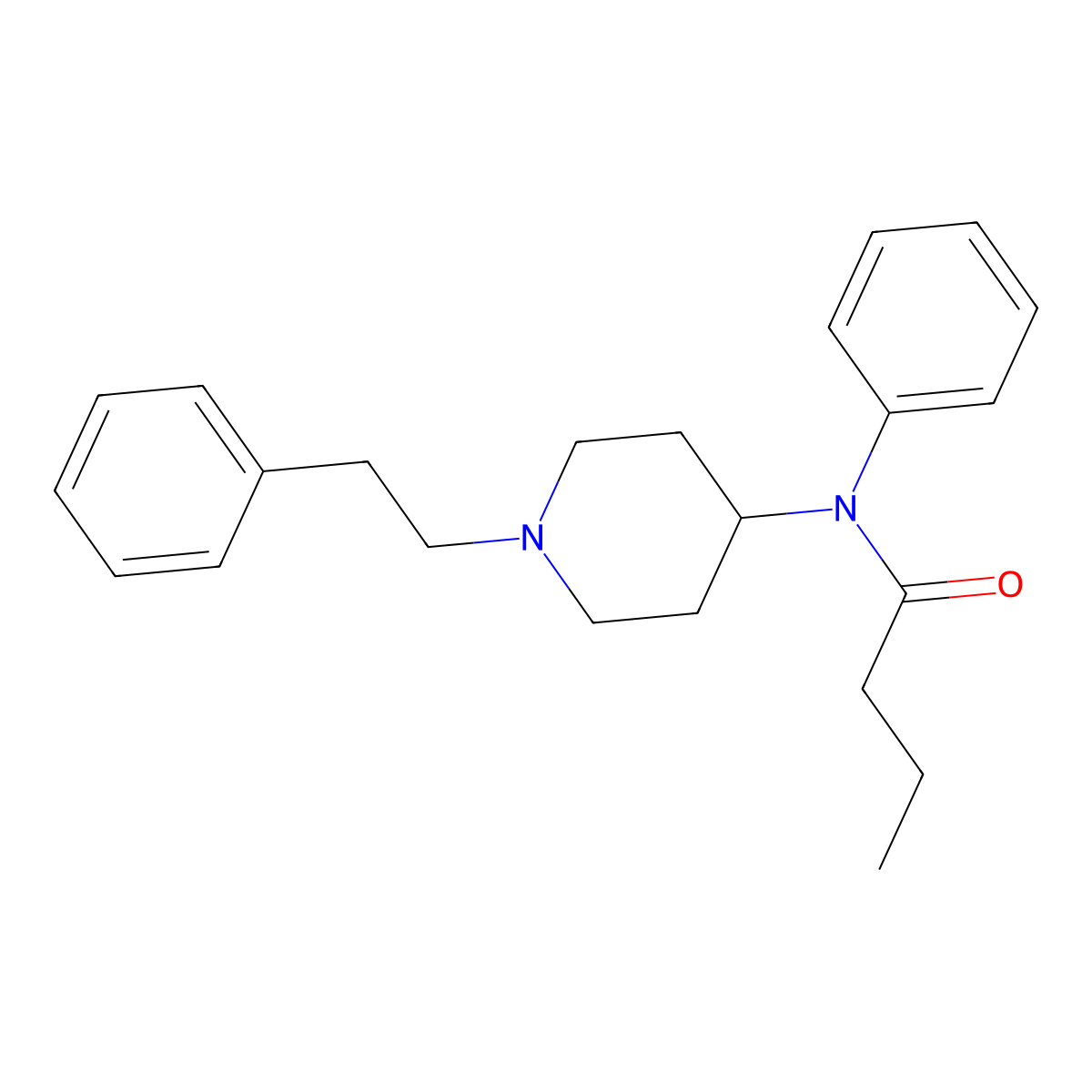 N-Phenyl-N-(1-(2-phenylethyl)-4-piperidinyl)butanamide molecular structure, CAS 1169-70-6