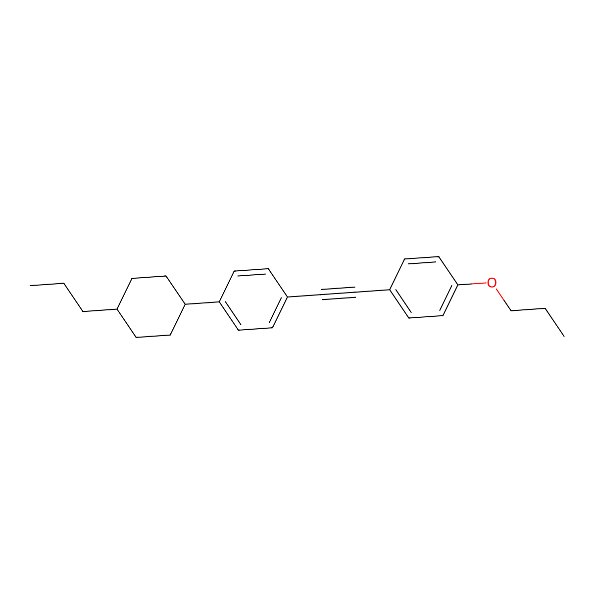 trans-1-(2-(4-Propoxyphenyl)ethynyl)-4-(4-propylcyclohexyl)benzene molecular structure, CAS 116903-49-2