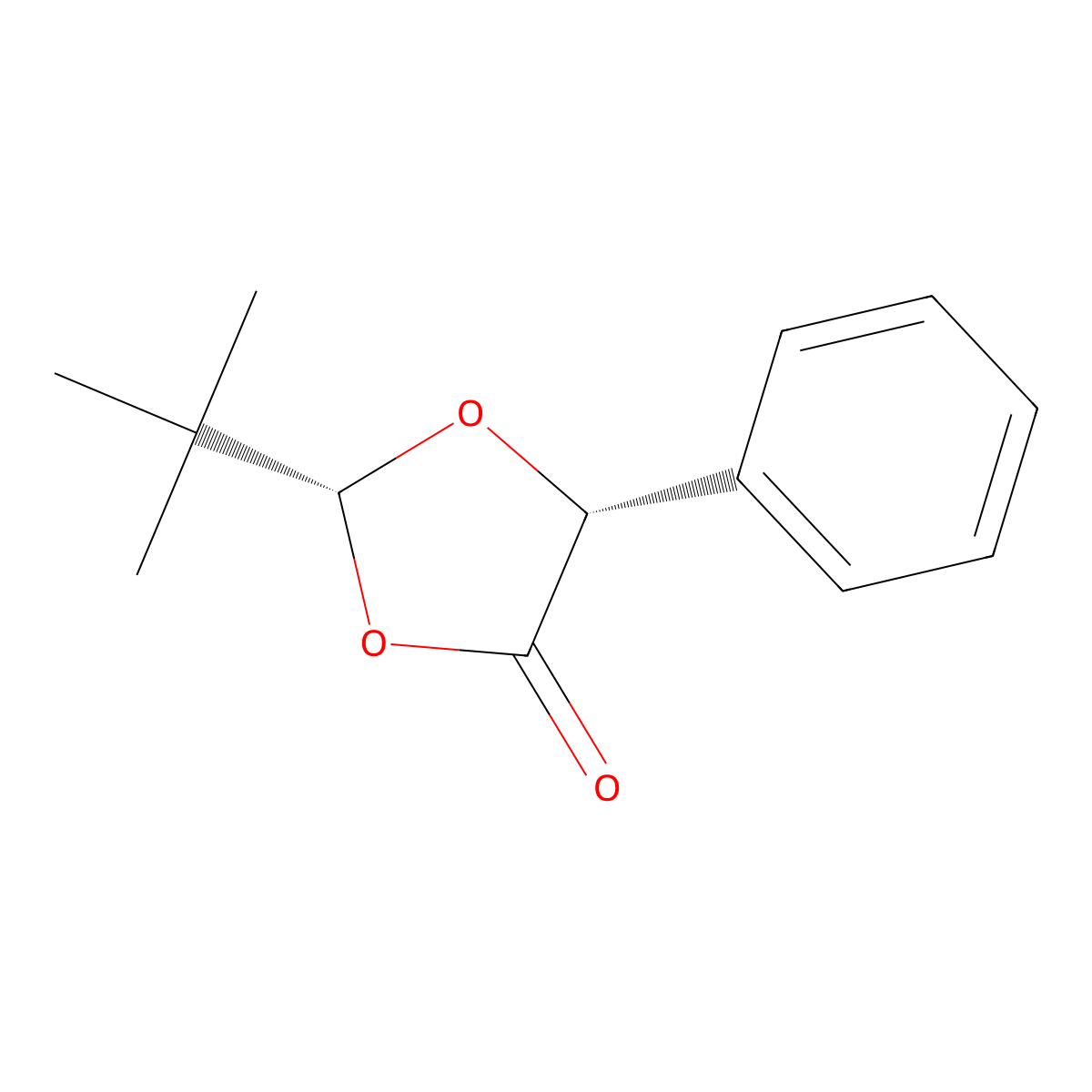 1,3-Dioxolan-4-one, 2-(1,1-dimethylethyl)-5-phenyl-, (2R,5R)- molecular structure, CAS 116907-30-3