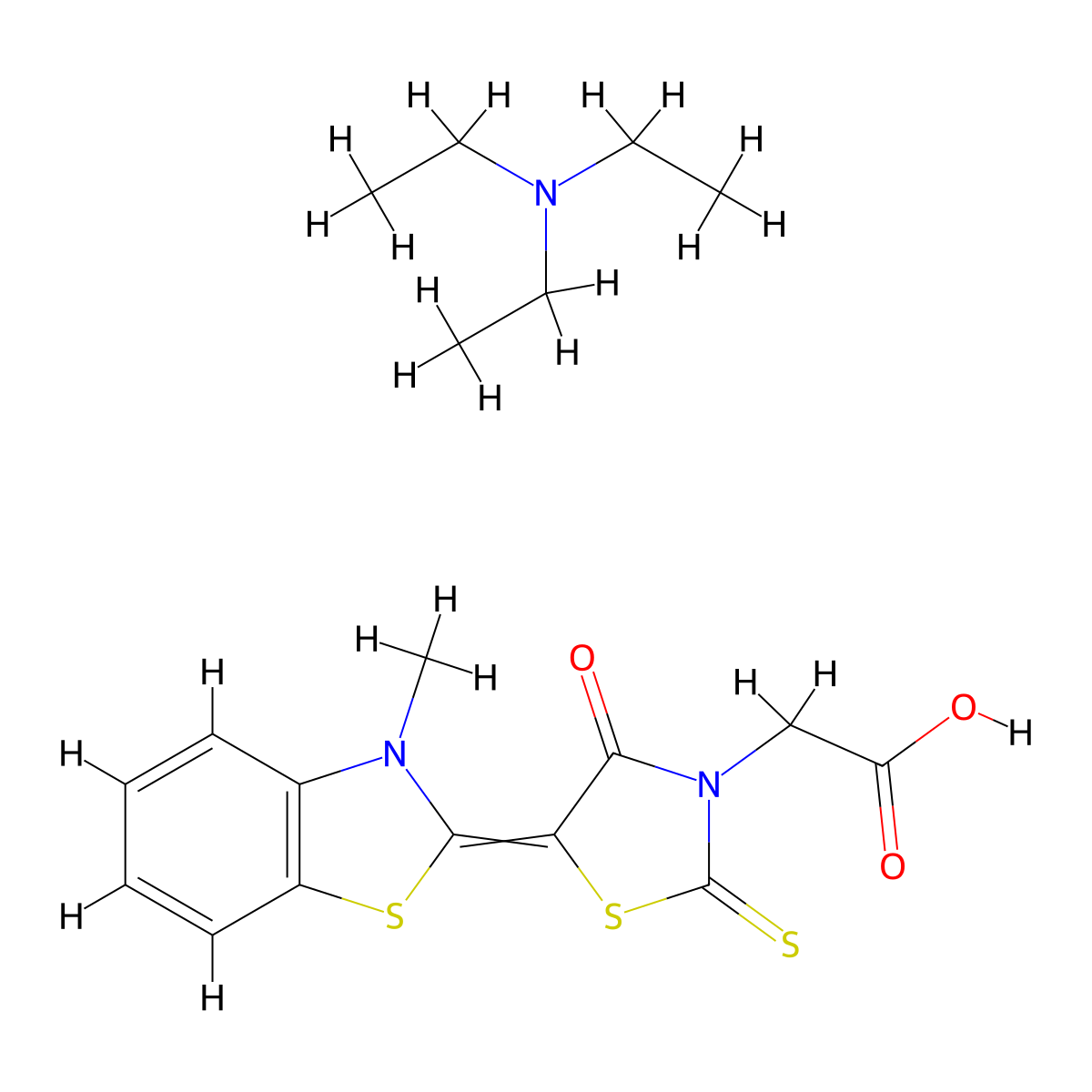 3-Thiazolidineacetic acid, 5-(3-methyl-2(3H)-benzothiazolylidene)-4-oxo-2-thioxo-, compd. with N,N-diethylethanamine (1:1) molecular structure, CAS 116912-49-3