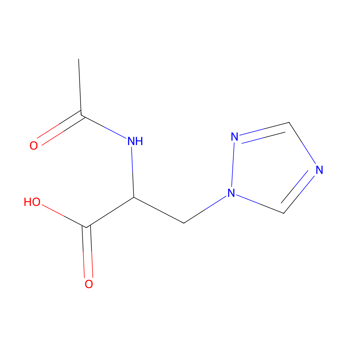 2-acetamido-3-(1H-1,2,4-triazol-1-yl)propanoic acid molecular structure, CAS 116928-92-8