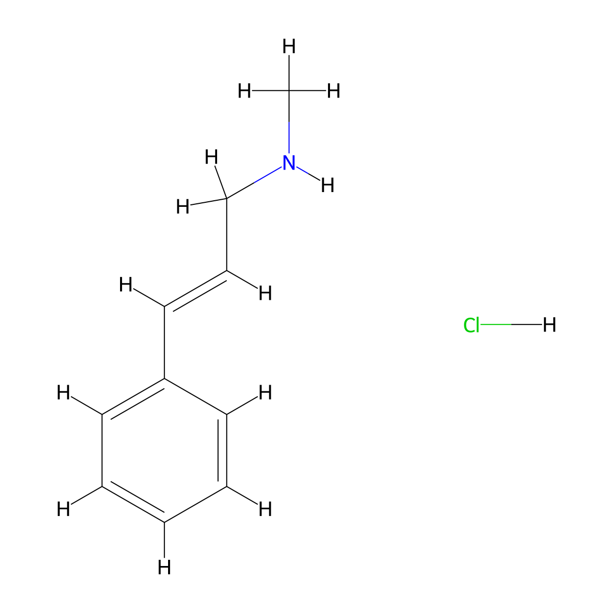 (E)-N-Methylcinnamylamine hydrochloride molecular structure, CAS 116939-14-1