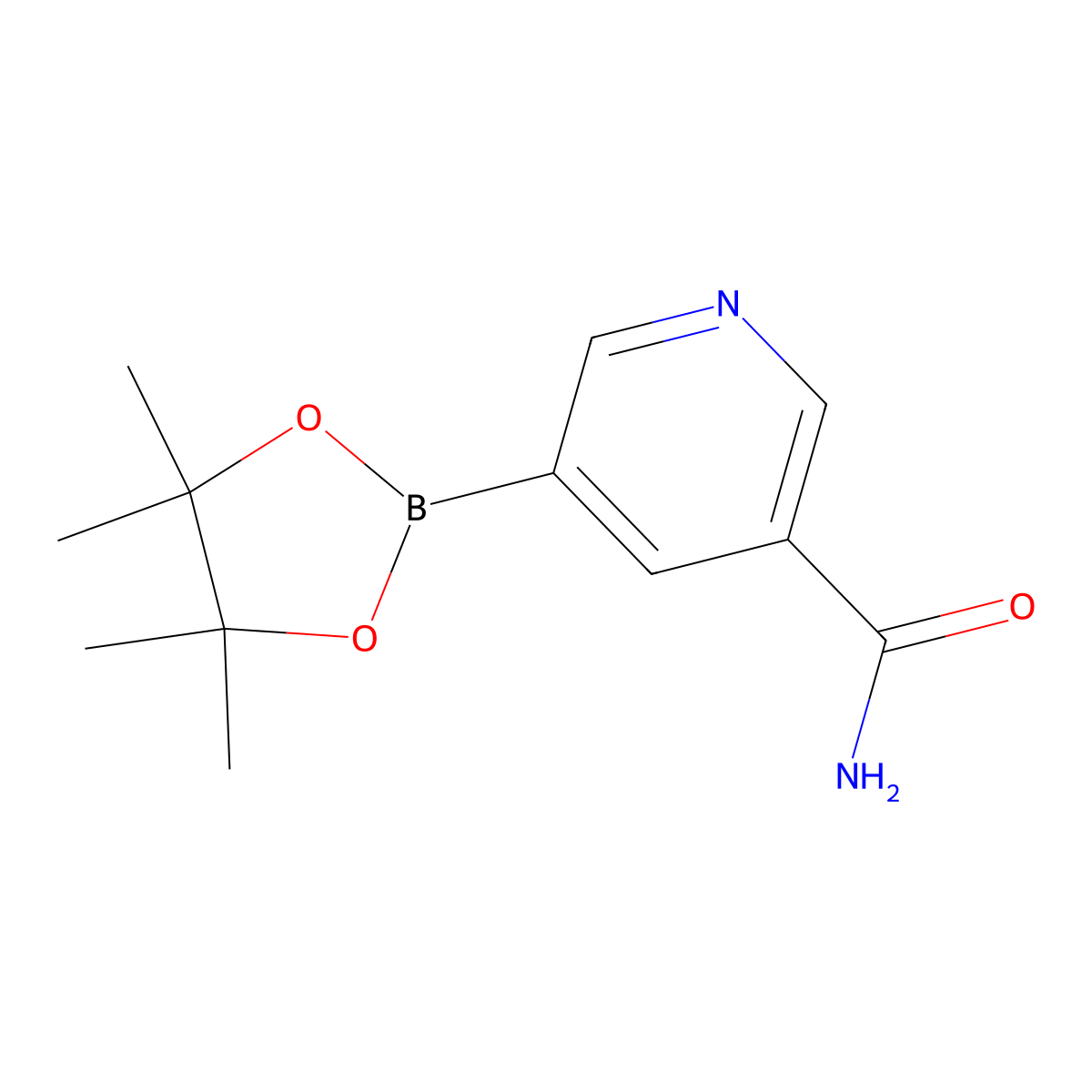 5-(4,4,5,5-Tetramethyl-1,3,2-dioxaborolan-2-yl)pyridine-3-carboxamide molecular structure, CAS 1169402-51-0