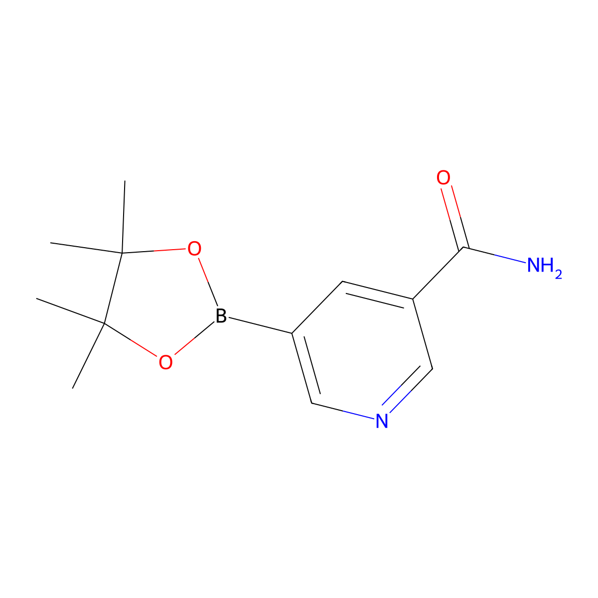 5-(4,4,5,5-Tetramethyl-1,3,2-dioxaborolan-2-yl)pyridine-3-carboxamide molecular structure, CAS 1169402-51-0