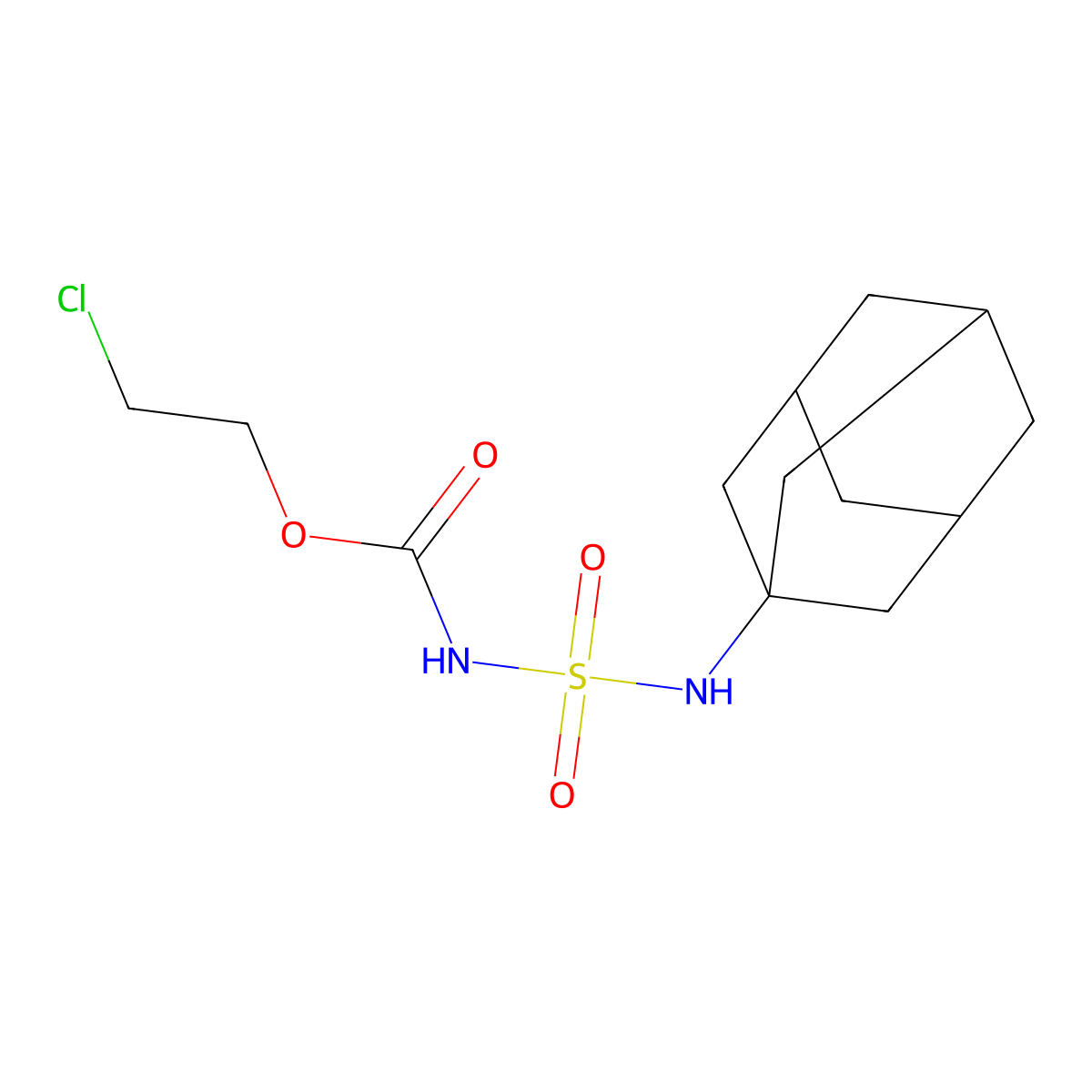 Carbamic acid, ((tricyclo(3.3.1.1(sup 3,7))decylamino)sulfonyl)-, 2-chloroethyl ester molecular structure, CAS 116943-56-7