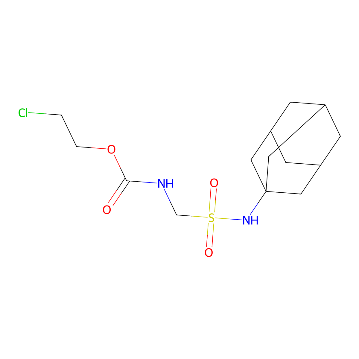 Carbamic acid, methyl((tricyclo(3.3.1.1(sup 3,7))decylamino)sulfonyl)-, 2-chloroethyl ester molecular structure, CAS 116943-76-1