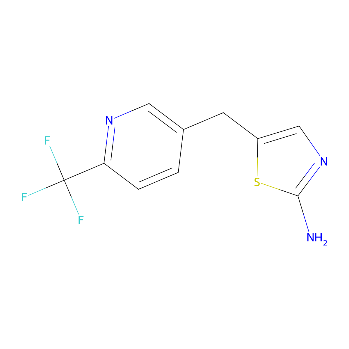 5-((6-(Trifluoromethyl)pyridin-3-yl)methyl)thiazol-2-amine molecular structure, CAS 1169491-06-8