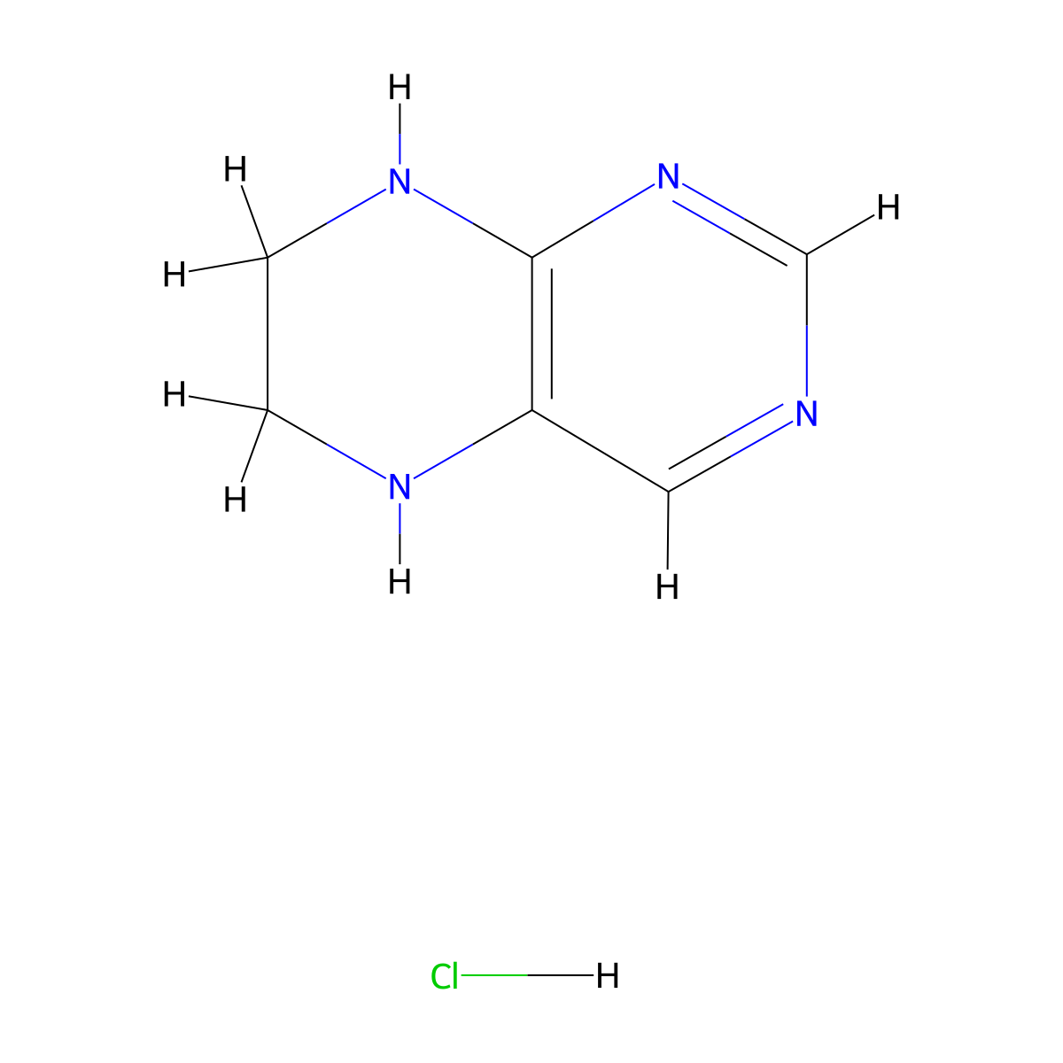 5,6,7,8-Tetrahydropteridine hydrochloride molecular structure, CAS 116955-21-6
