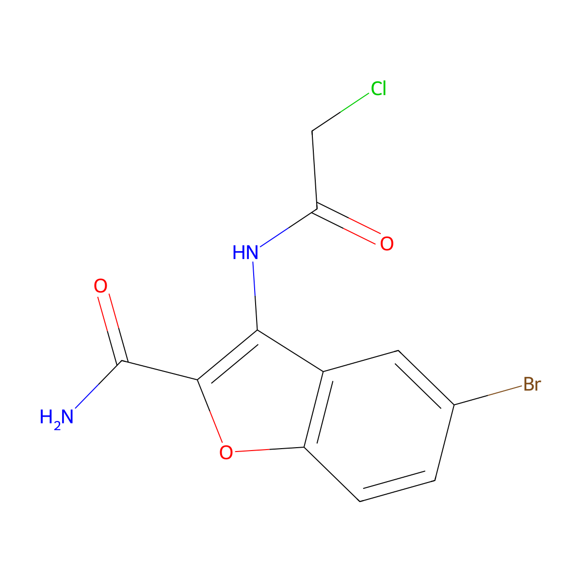 5-Bromo-3-(2-chloroacetamido)benzofuran-2-carboxamide molecular structure, CAS 1169559-16-3