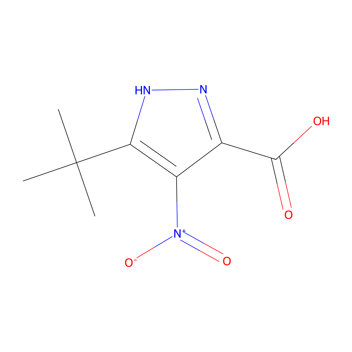 3-tert-butyl-4-nitro-1H-pyrazole-5-carboxylic acid molecular structure, CAS 1169568-35-7