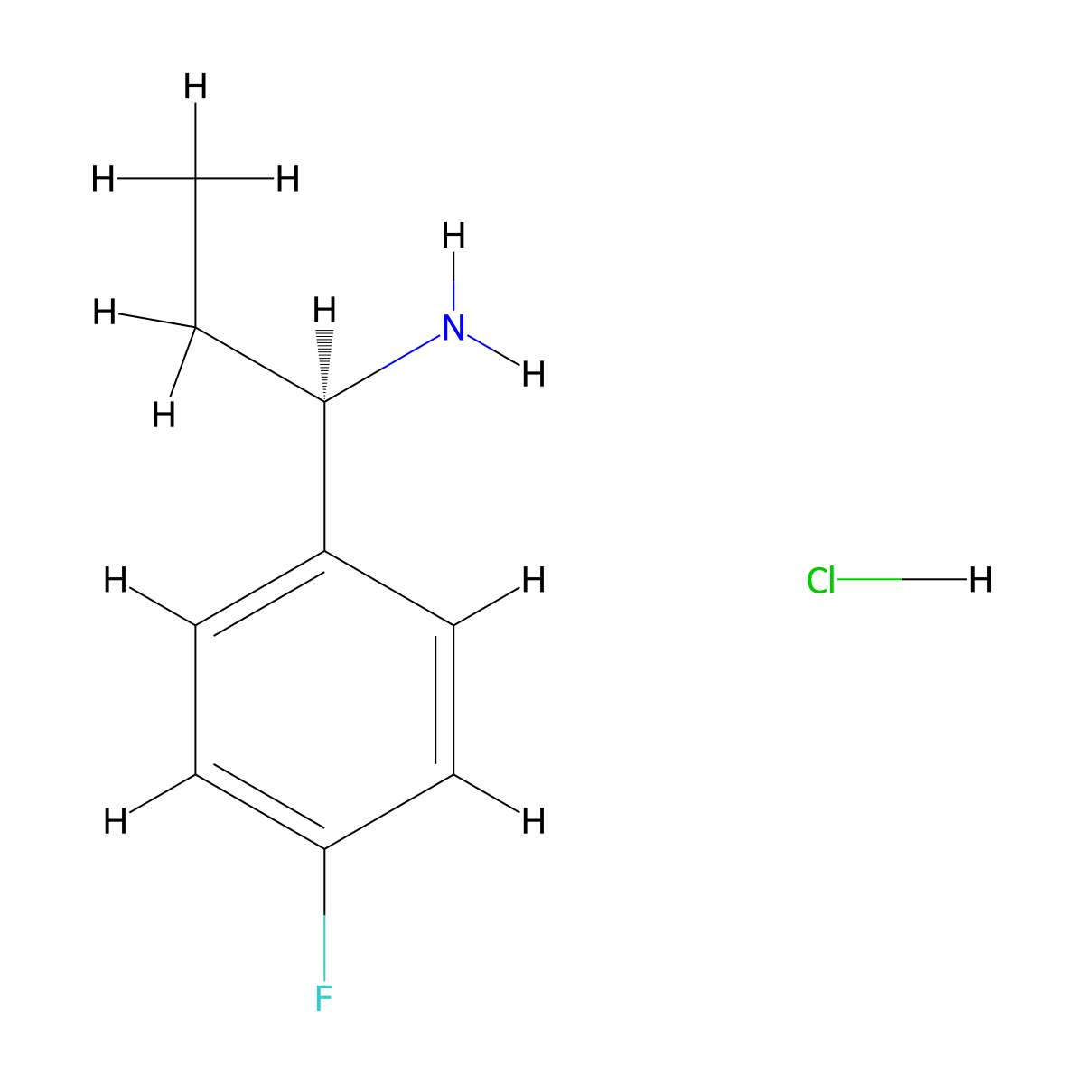 (1R)-1-(4-Fluorophenyl)propylamine hydrochloride molecular structure, CAS 1169576-95-7