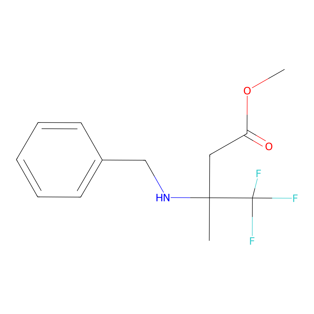 Methyl 3-(benzylamino)-4,4,4-trifluoro-3-methylbutanoate molecular structure, CAS 1169620-34-1