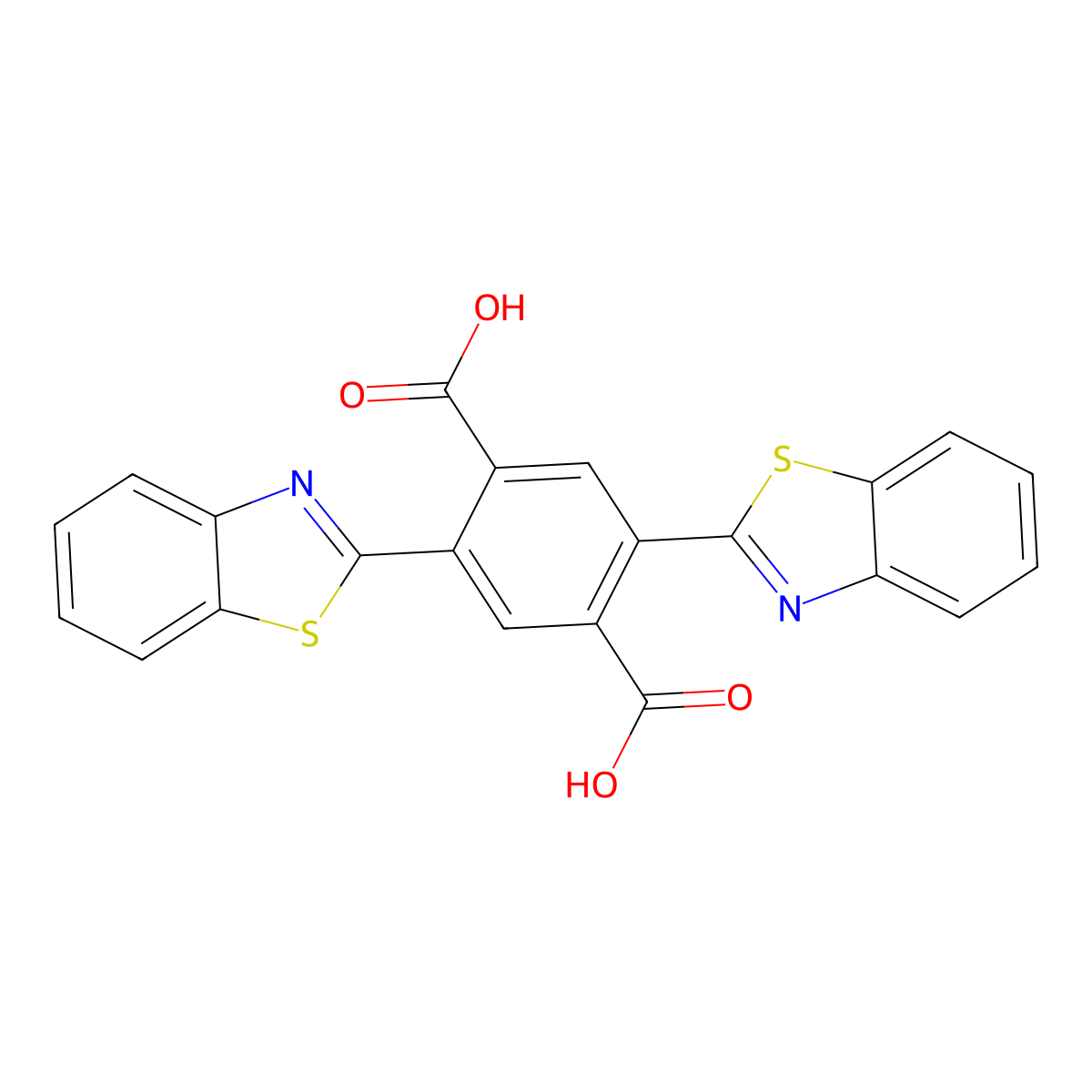 1,4-Benzenedicarboxylic acid, 2,5-bis(2-benzothiazolyl)- molecular structure, CAS 116967-65-8