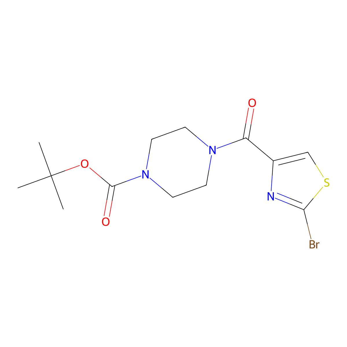 Tert-butyl 4-(2-bromothiazole-4-carbonyl)piperazine-1-carboxylate molecular structure, CAS 1169698-65-0