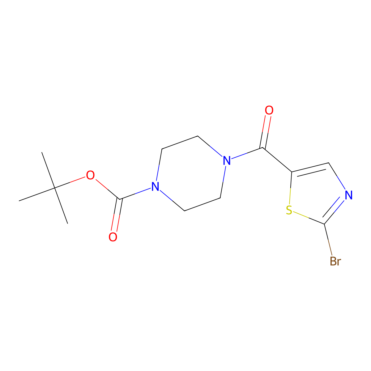 tert-Butyl 4-(2-bromothiazole-5-carbonyl)piperazine-1-carboxylate molecular structure, CAS 1169698-66-1