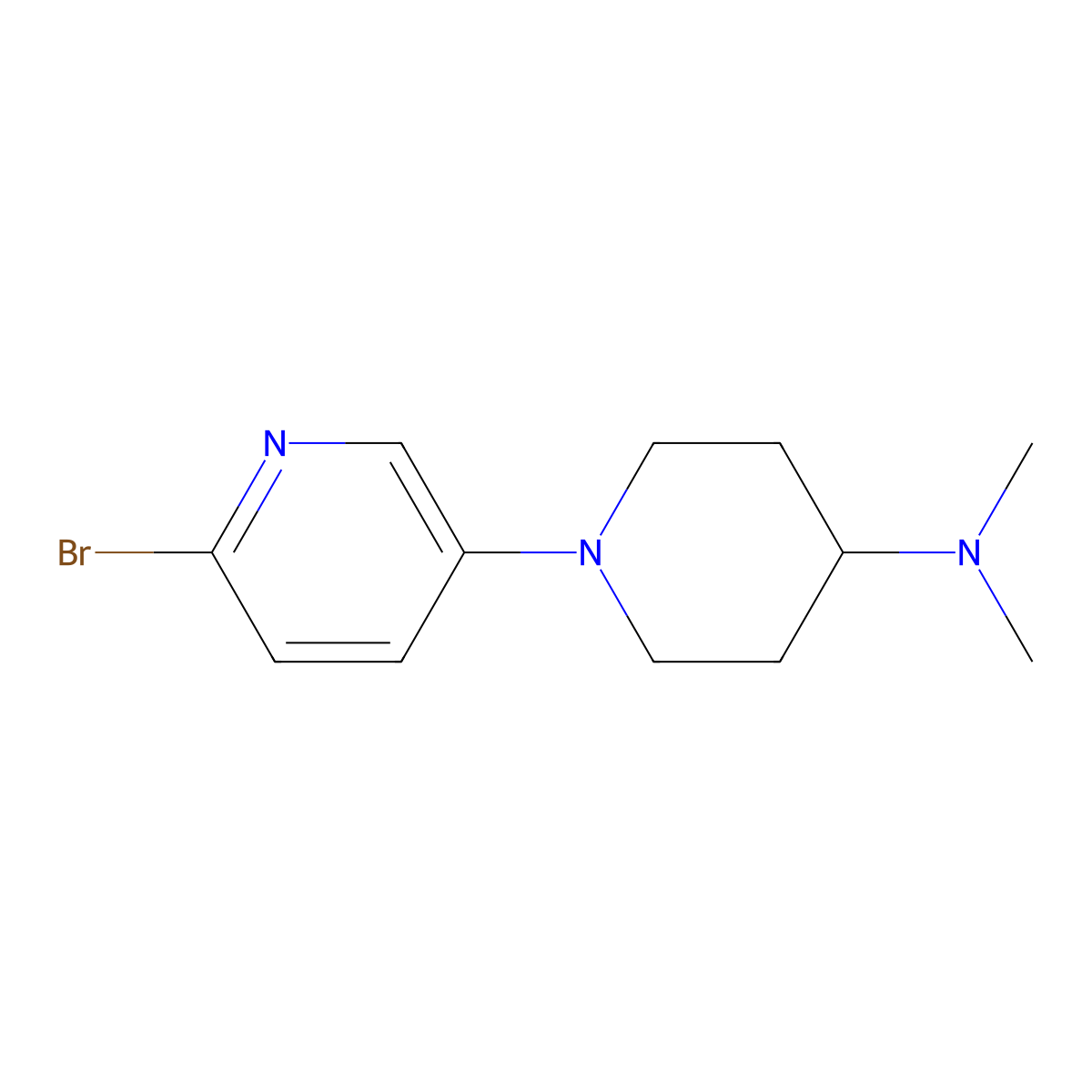 1-(6-bromopyridin-3-yl)-N,N-dimethylpiperidin-4-amine molecular structure, CAS 1169698-77-4