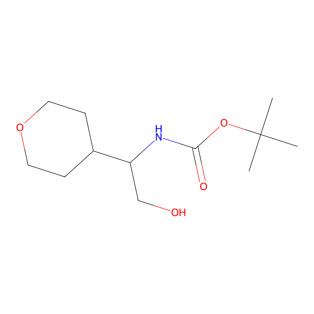 tert-butyl N-[2-hydroxy-1-(oxan-4-yl)ethyl]carbamate molecular structure, CAS 1169755-07-0