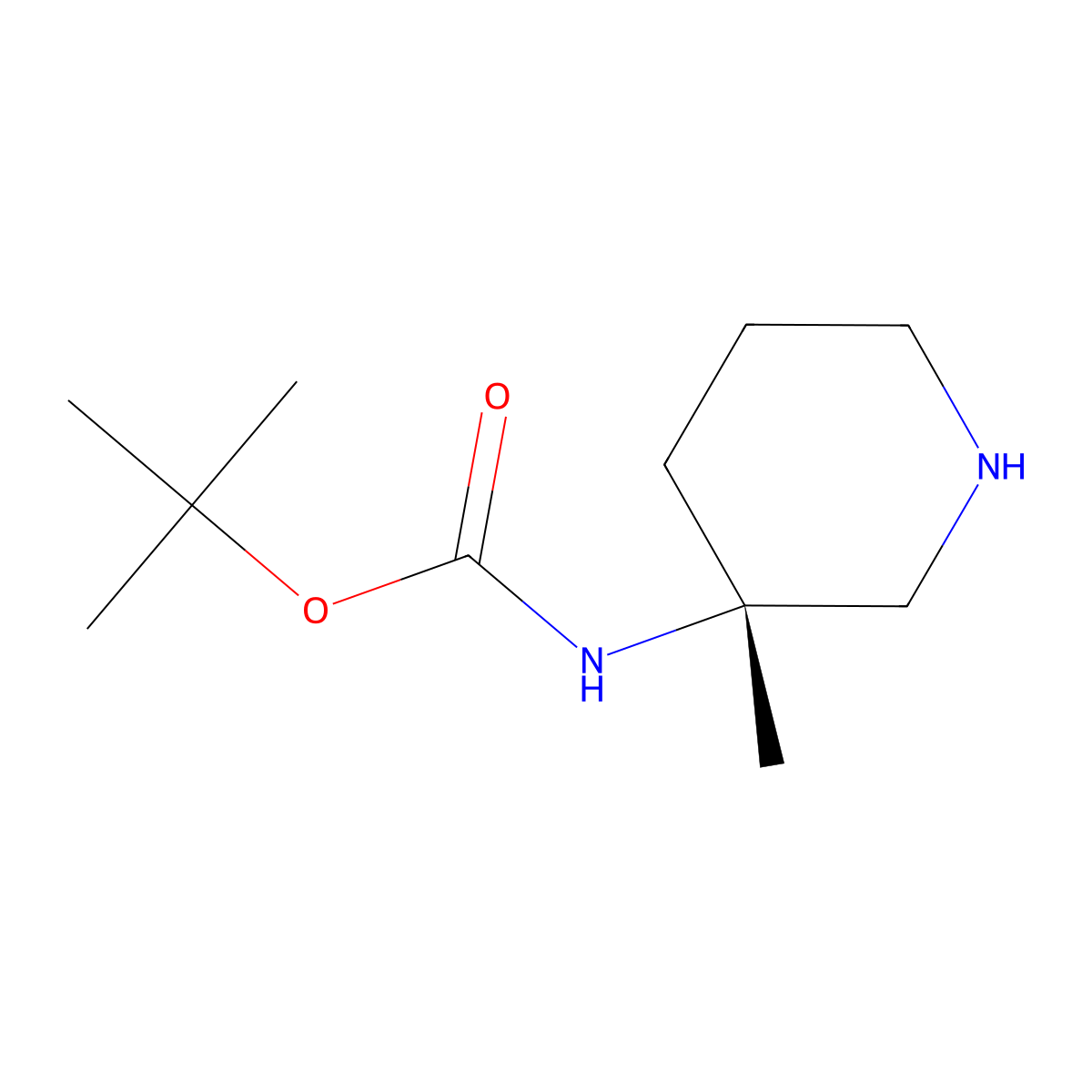 (3R)-3-(Boc-amino)-3-methylpiperidine molecular structure, CAS 1169762-18-8
