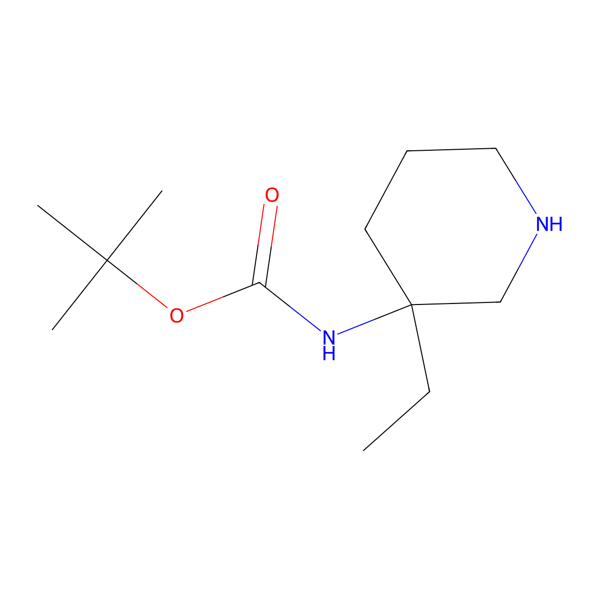 Tert-butyl (3-ethylpiperidin-3-yl)carbamate molecular structure, CAS 1169762-29-1