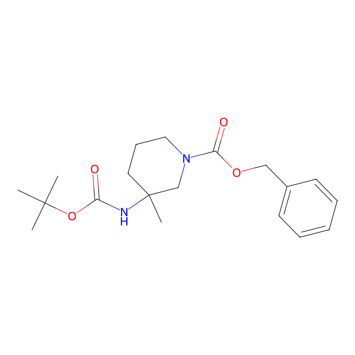 (R)-benzyl 3-((tert-butoxycarbonyl)amino)-3-methylpiperidine-1-carboxylate molecular structure, CAS 1169762-40-6