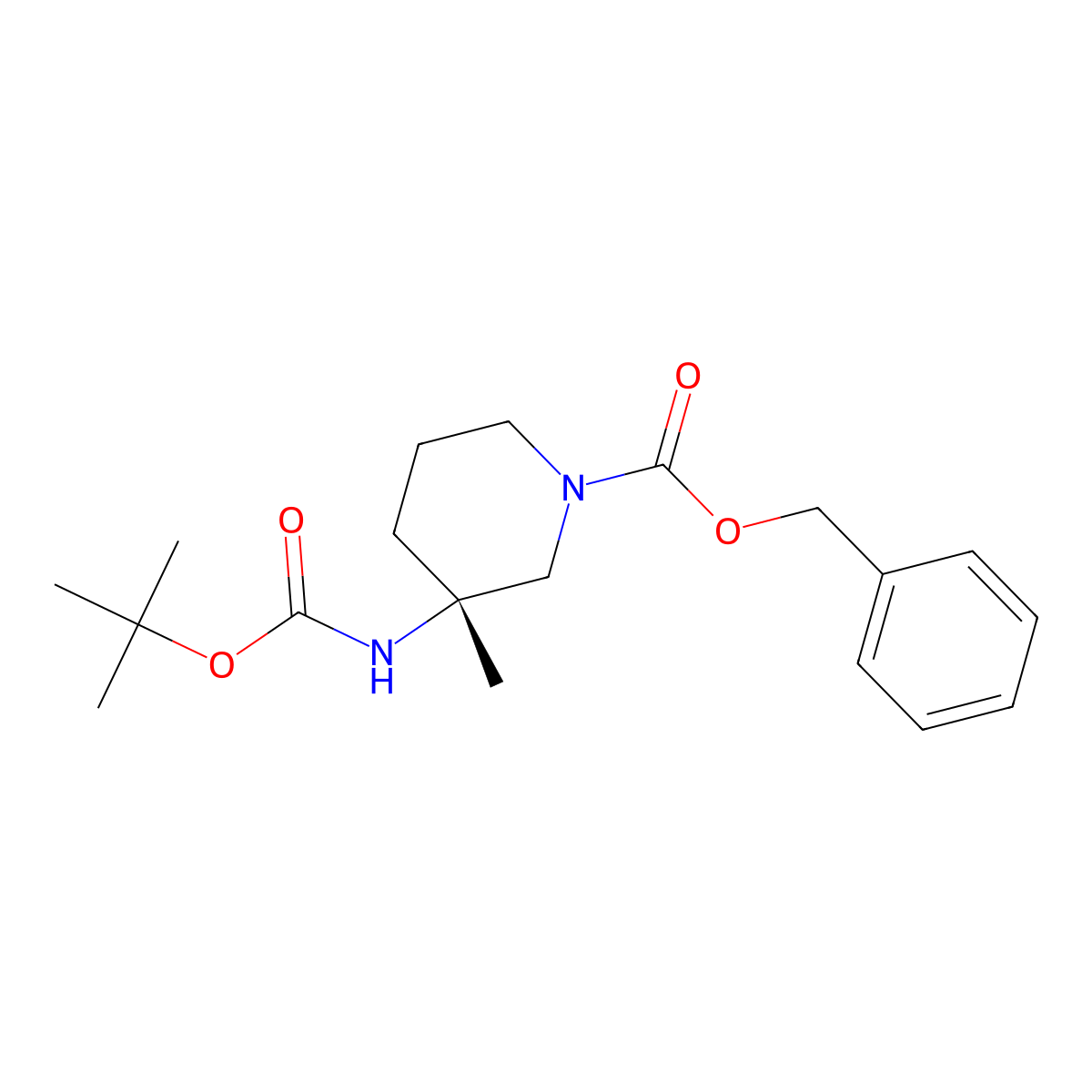 (R)-benzyl 3-((tert-butoxycarbonyl)amino)-3-methylpiperidine-1-carboxylate molecular structure, CAS 1169762-40-6