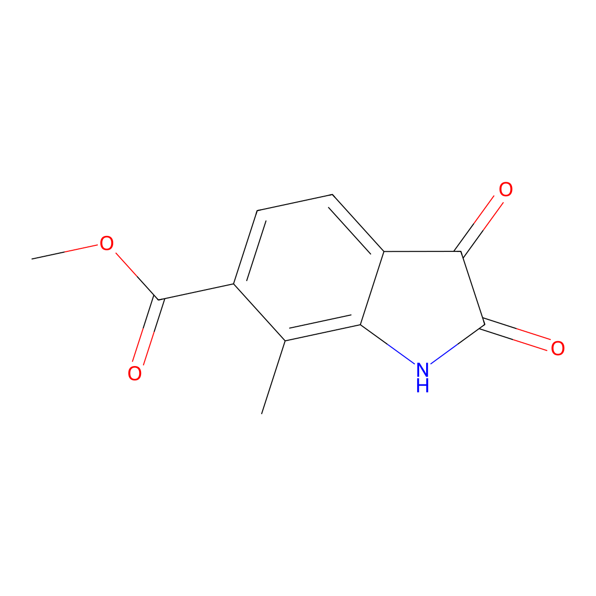 Methyl 7-methyl-2,3-dioxoindoline-6-carboxylate molecular structure, CAS 1169790-62-8