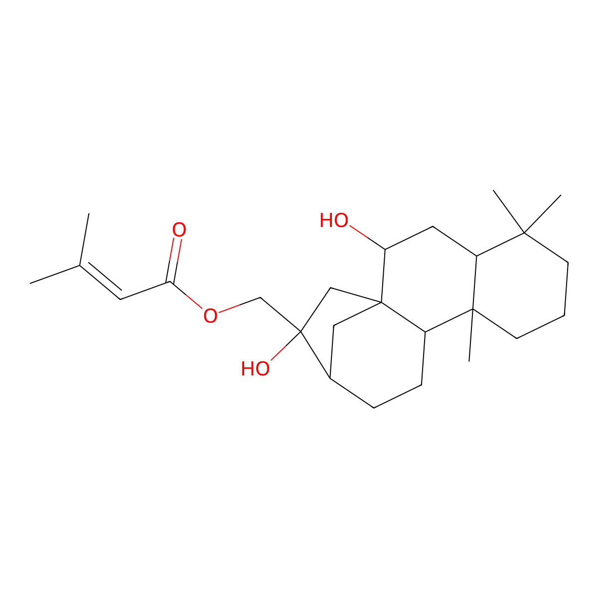 [(1R,2S,4R,9R,10S,13R,14R)-2,14-dihydroxy-5,5,9-trimethyl-14-tetracyclo[11.2.1.01,10.04,9]hexadecanyl]methyl 3-methylbut-2-enoate molecular structure, CAS 1169805-98-4