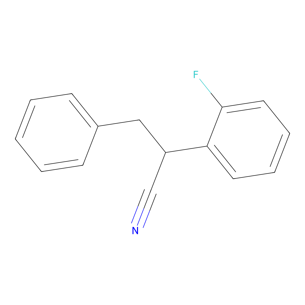 2-(2-Fluorophenyl)-3-phenylpropanenitrile molecular structure, CAS 1169826-19-0