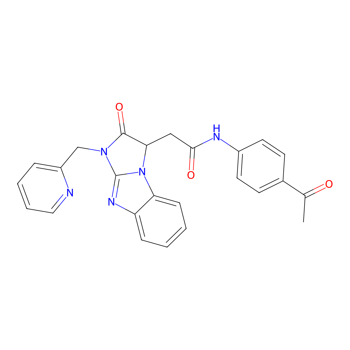 N-(4-acetylphenyl)-2-[2-oxo-1-(pyridin-2-ylmethyl)-2,3-dihydro-1H-imidazo[1,2-a]benzimidazol-3-yl]acetamide molecular structure, CAS 1169843-25-7