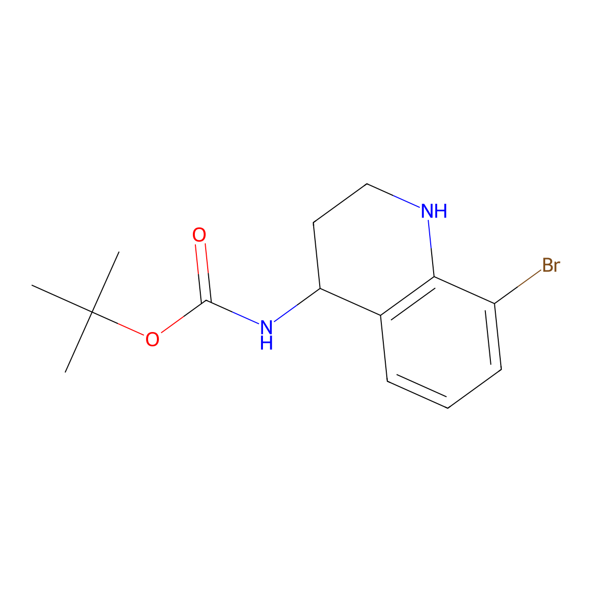 tert-butyl N-(8-bromo-1,2,3,4-tetrahydroquinolin-4-yl)carbamate molecular structure, CAS 1169856-86-3