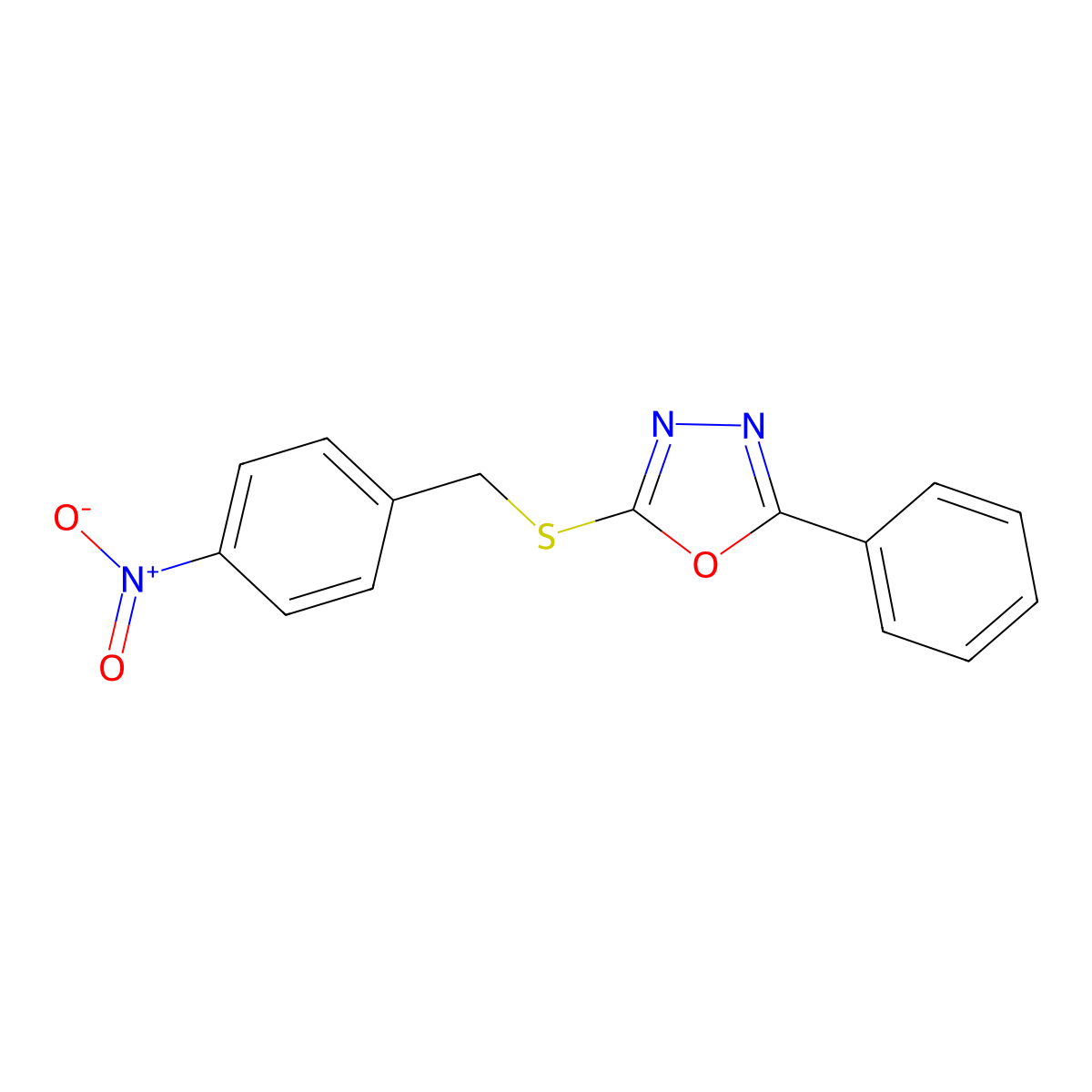 2-((4-Nitrobenzyl)thio)-5-phenyl-1,3,4-oxadiazole molecular structure, CAS 116987-25-8